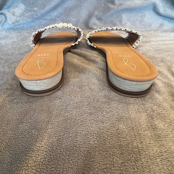 Women's Joie Eidel Ruffle Cream/Oatmeal Slide Sandals, Size 9.5 - Picture 5 of 7